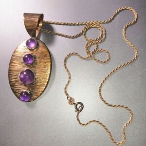 Necklace Amethyst Copper Pendant With Chain King
